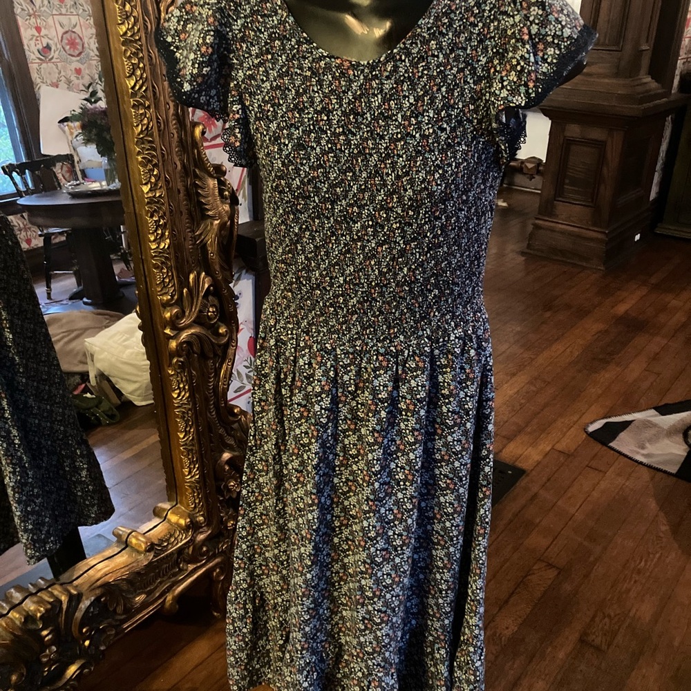 Luxology Blue Floral Midi Dress - Picture 1 of 3